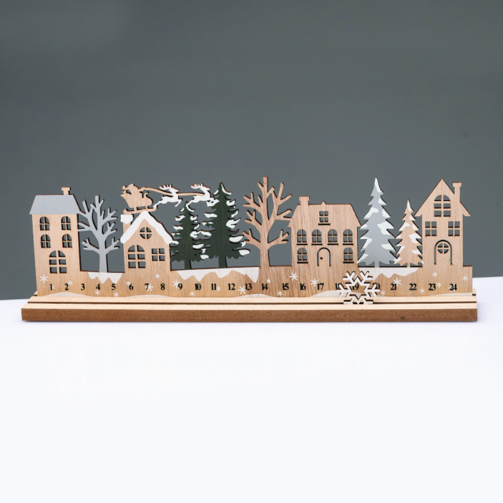 ^WOODEN XMAS COUNTDOWN WITH TREES ΔΙΑΚΟΣΜΗΤΙΚΟ ΜΟΤΙΦ 33x5x10cm^  -X063362